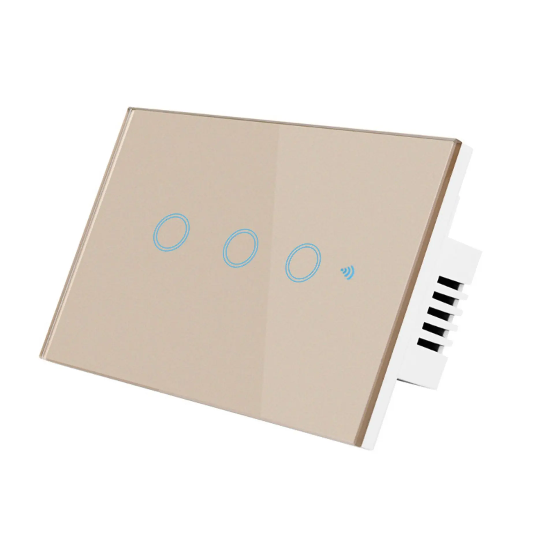 Alexa Google Tuya Smart Home US Wall Single Live Wire Wifi Smart Switch 3 Gang