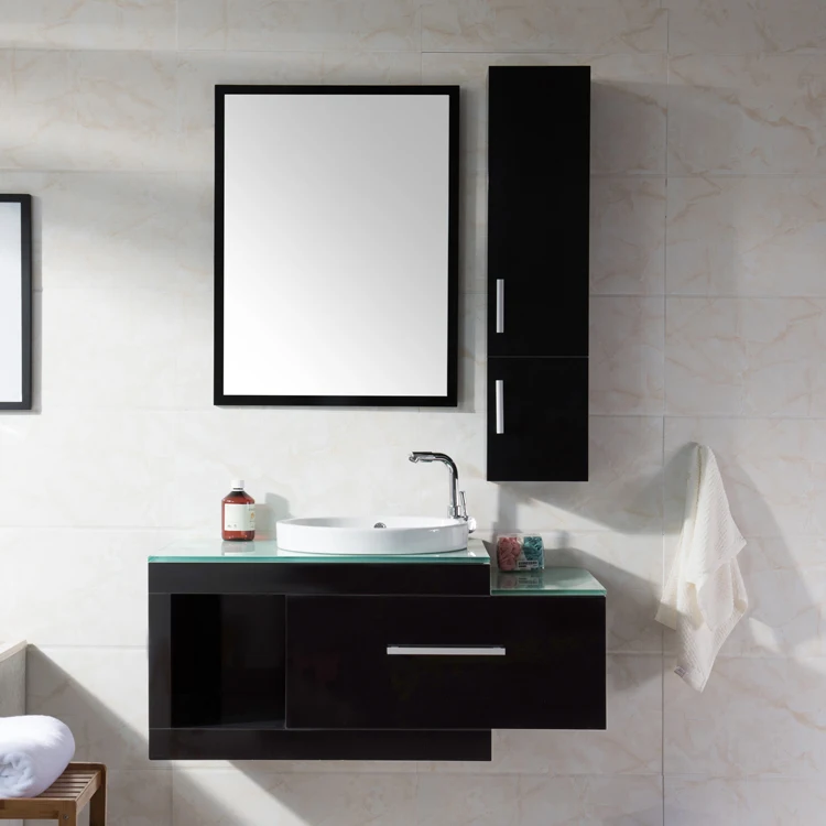 Simple design wall mounted single basin PVC hotel bathroom vanity
