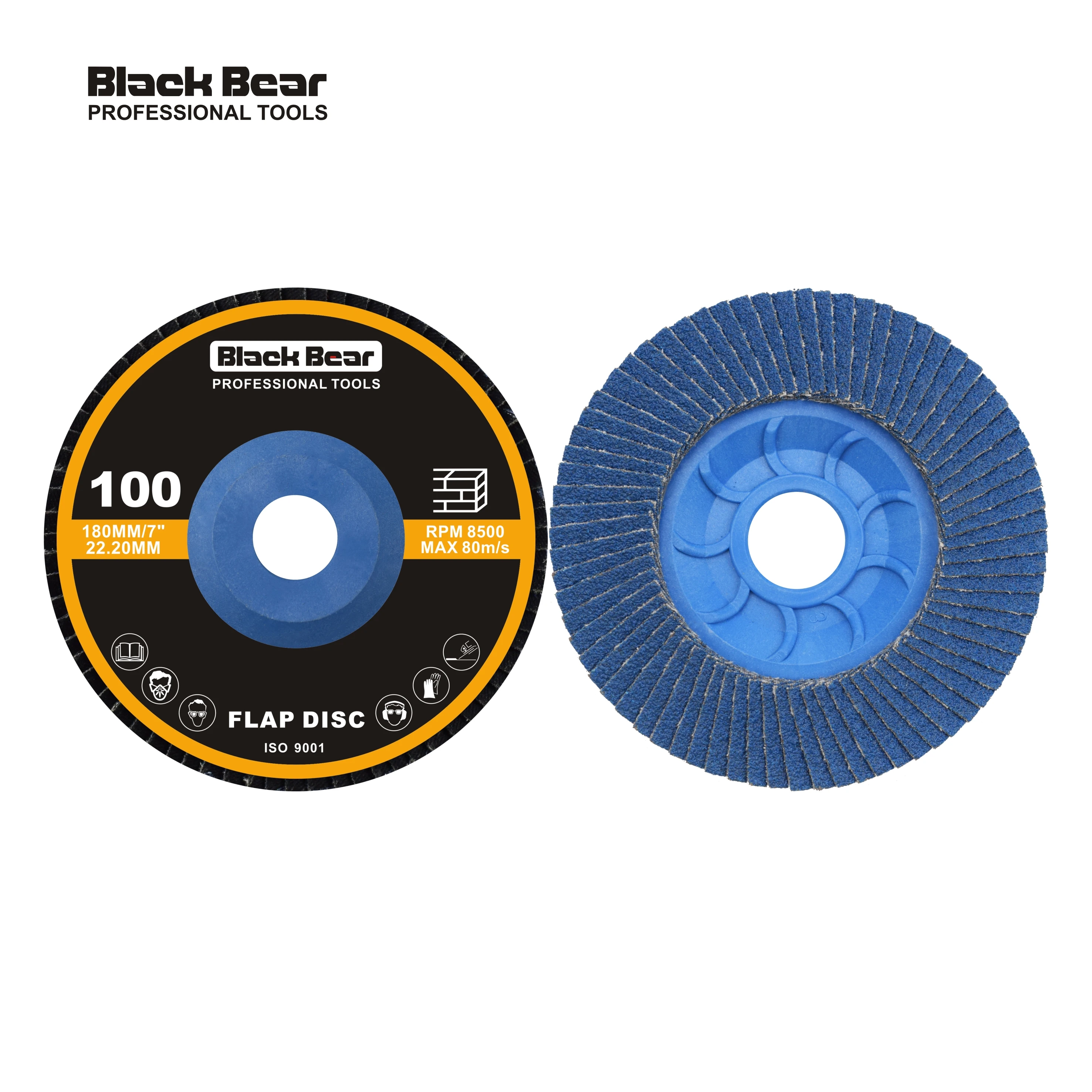 BLACK BEAR 7 Inch 180mm abrasive flap disc zirconia oxide Sanding Grinding Wheel abrasive flap wheel nylon backing