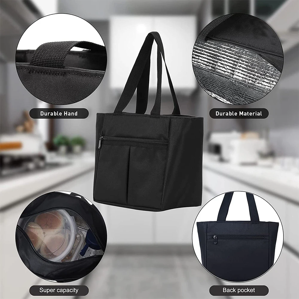 High quality food lunch insulated bag solid Oxford cloth portable cold tote cooler bag with zipper