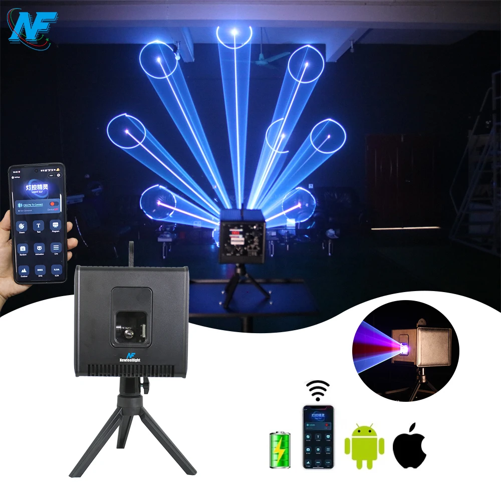 Android & iOS Supported 2W Battery Powered 2 Watt APP Bluetooth Control RGB Animation Text Laser Light for Dj Disco Night Club