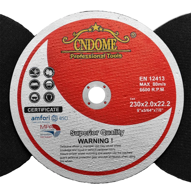 Хорошее качество, Китай, 9 дюймов, 230x2,0x22,2, ультратонкий полимерный режущий диск для нержавеющей стали inox