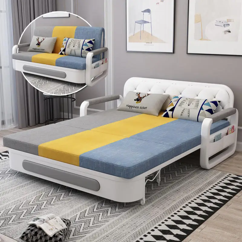 Apartment Furniture Metal Frame Foldable Sofa Cum Bed Storage Modern Folding Sofa Bed
