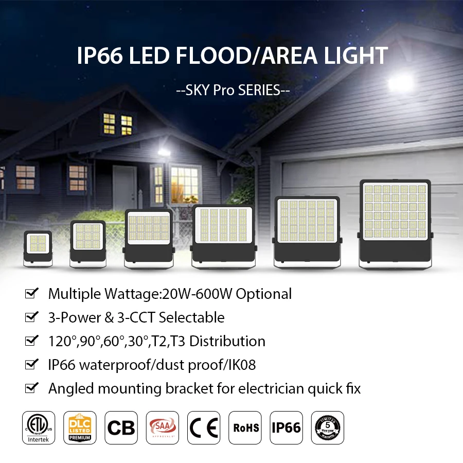 140lm/w 30W-600W Sport Tennis Court Area Light 4KV 6KV IP66 LED Flood Lights