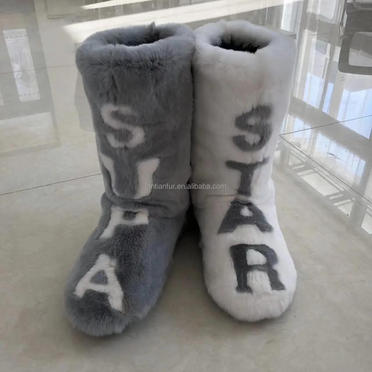 Adult Kid Plush Snow Boot Mommy and Me Stuffed animal Fur Shoes Ankle Boots For Lady Women