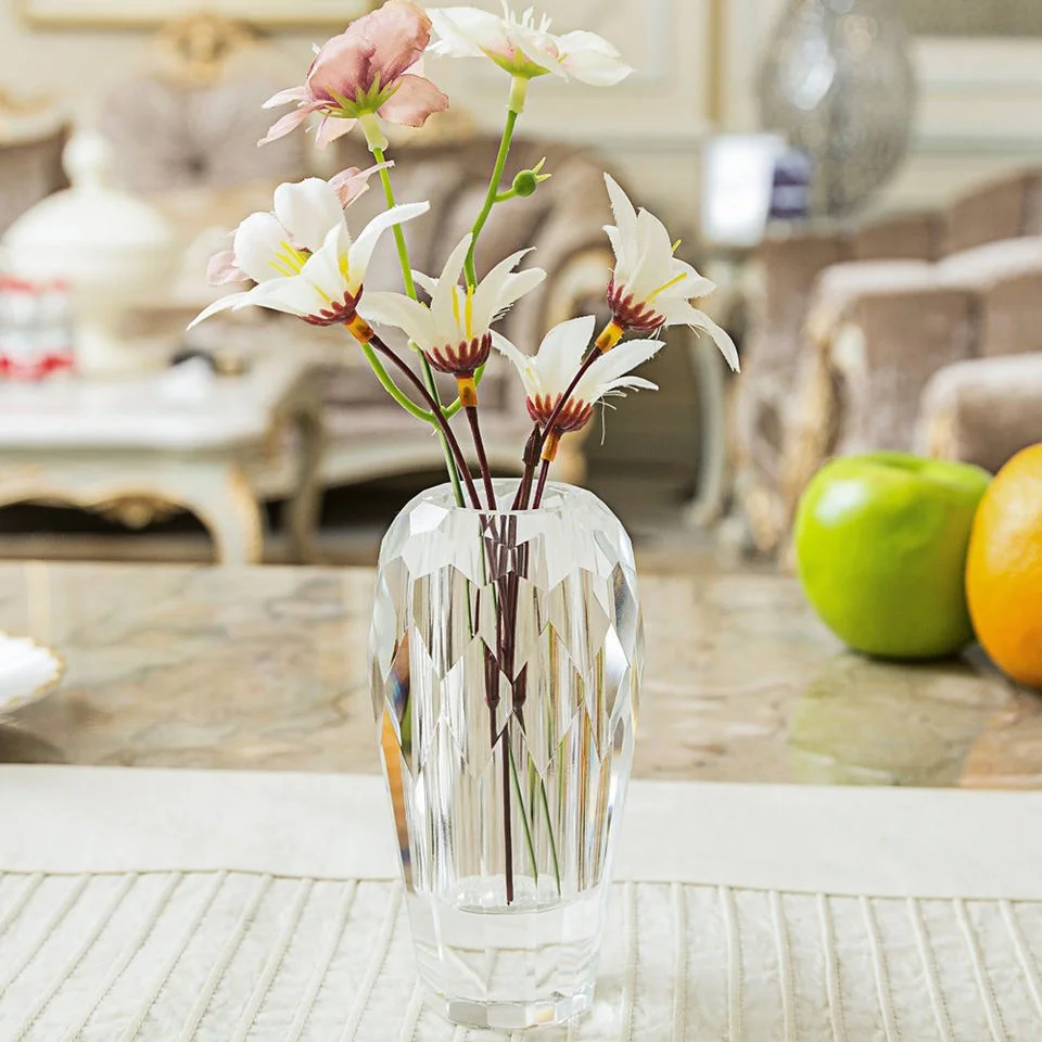 Modern Hot Sale High Quality K9 Crystal White Crystal Cylinder Vase Wedding Decorations
