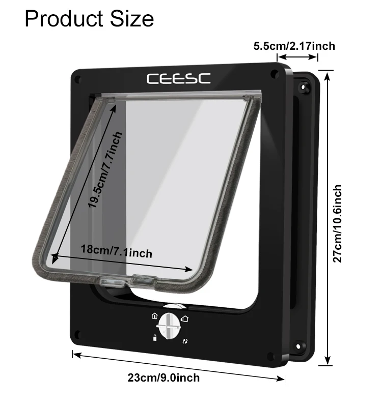 wholesales eco-friendly smart pet safe screen door with microchip dog cat door flap for wall