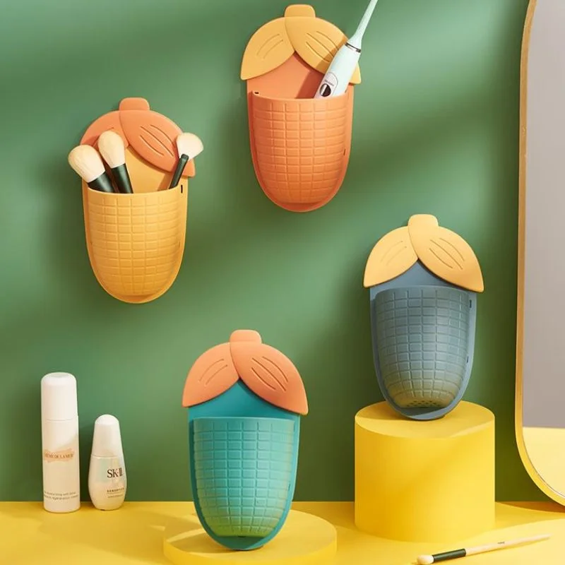 Corn Shaped Wall Rack Bathroom Self-adhesive Phone Plug Cartoon Wall Holder Kitchen Wall Shelf Storage Box