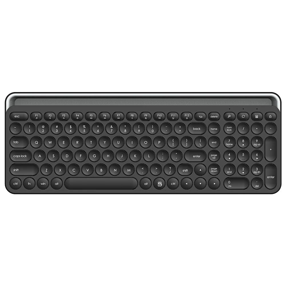 Multi-Device BT Keyboard with Stand Slot, Support 3 Devices for iPad Tablet Smartphone MacBook iOS Windows Android