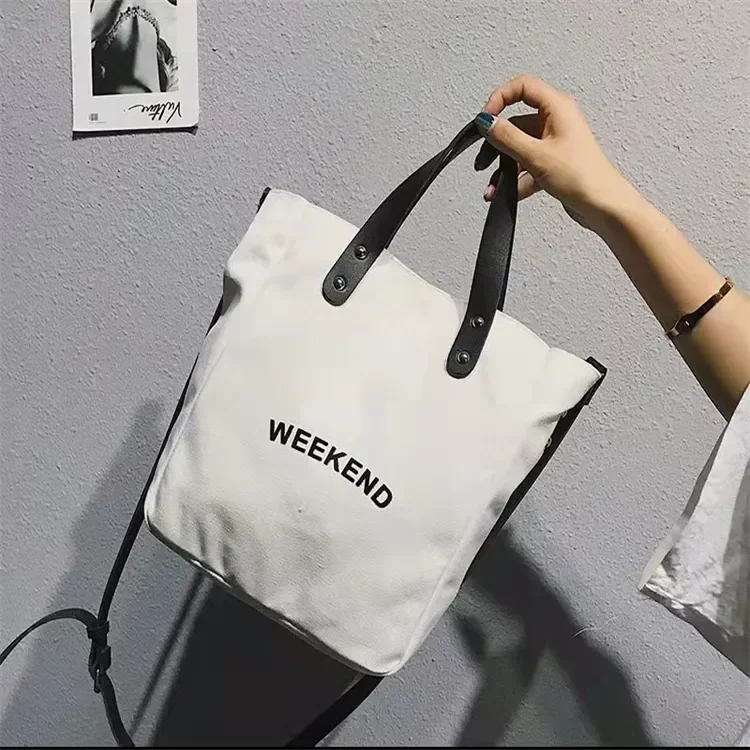 2024 New YCH LOW Price canvas customized tote bag with leather handle straps fashion style for mama women lady girls