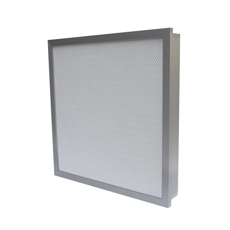 China Supplier Air Filter HEPA Gel-type Mini-pleat Filter Micro Glass Fiber Media H13/ H14 Gel Slot At Side