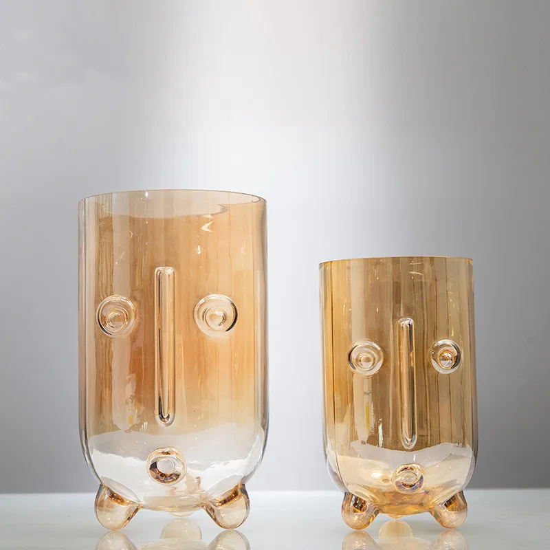 Nordic abstract art human face glass vase  handicraft ornaments  vase hot selling