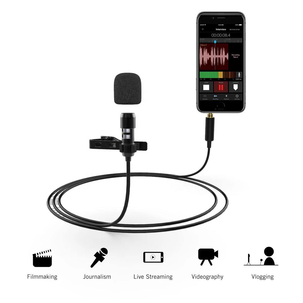 OEM/ODM factory Lapel Lavalier Phone Microphone Live Clip on Cell Mobile Microfono Portable Light Weight Mic