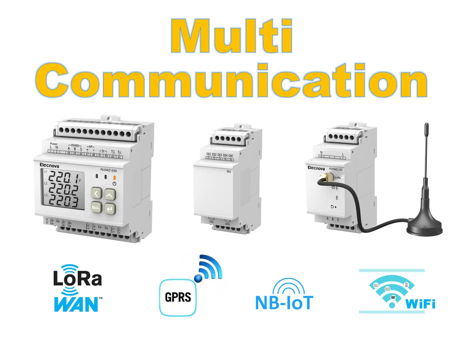 Multi channel power measuring AC din rail 3 phase RJ12 plug-in Lora energy meter