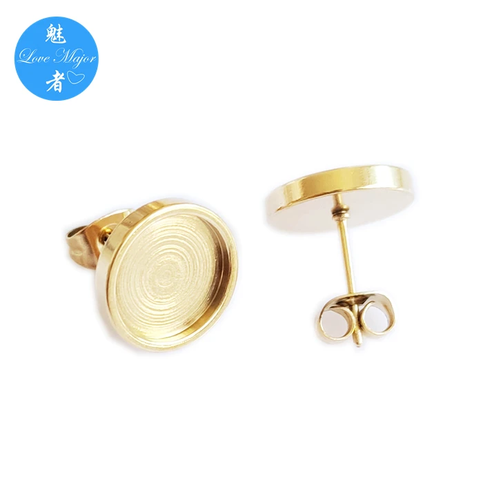 18K Gold Plated Bezel Adjustable Base Studs Jewel Findings and Components Stone Stainless Steel Jewelry Making