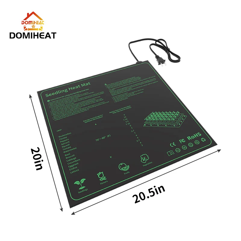 Waterproof Durable Seedling Heat Mat Warm Hydroponic Pad for Indoor Home Gardening Seed Starter EU Plug 19.6*20.47 in