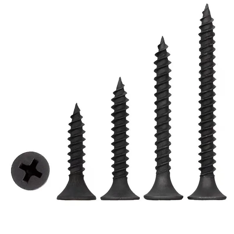 High-Strength Steel Drywall Screws Bulk Sell by Manufacturers Quick Cross Self-Tapping Phillips Drive Phosphorus Black Finish