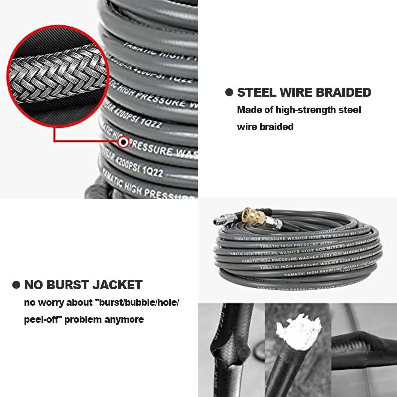 AMSTURDY PH08-15 non-mark high pressure washer hose extension flexible pipe power water car wash high pressure hoses