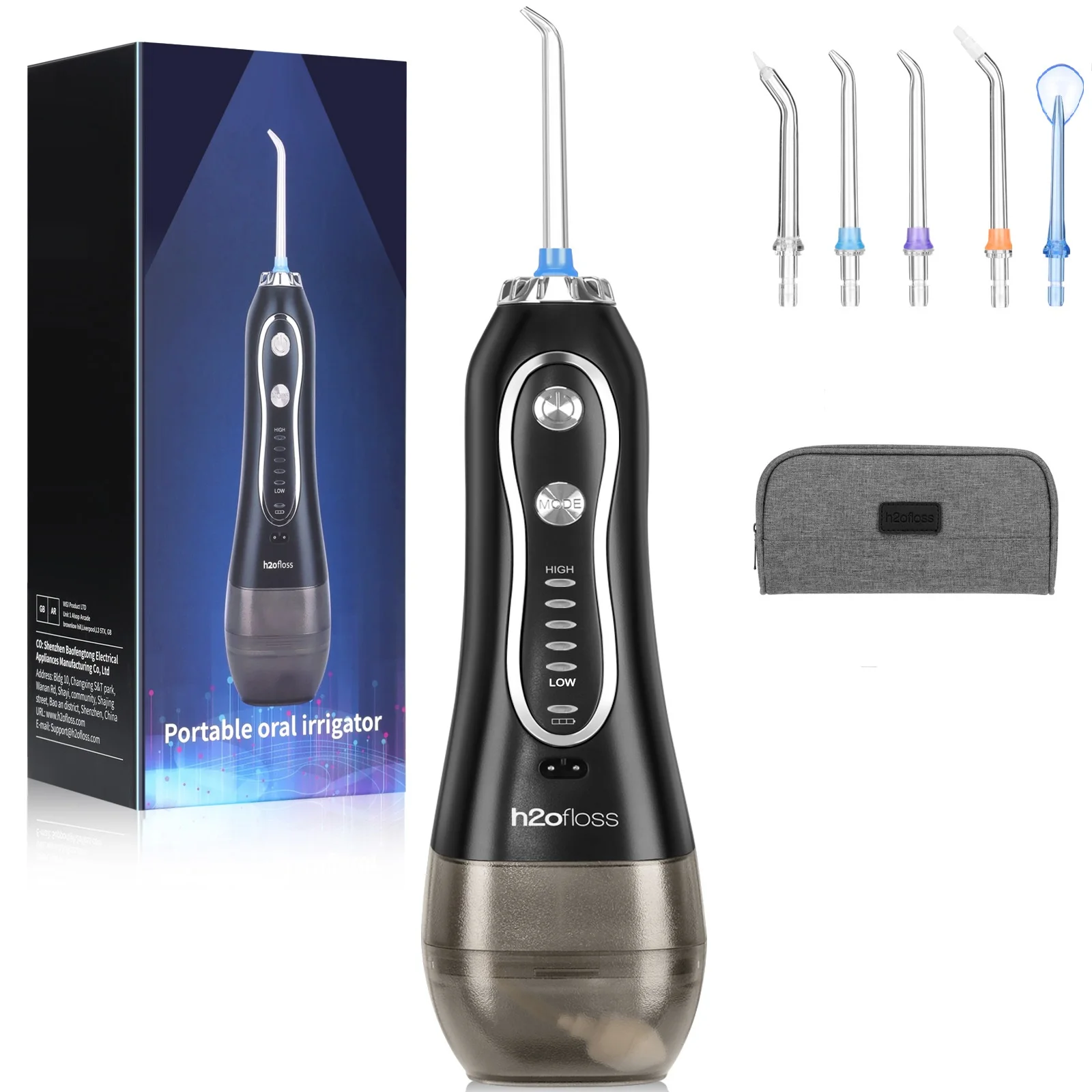 H2ofloss Best Selling Water Flosser Rechargeable electric flosser with 5 modes Waterproof IPX7 cordless oral irrigator