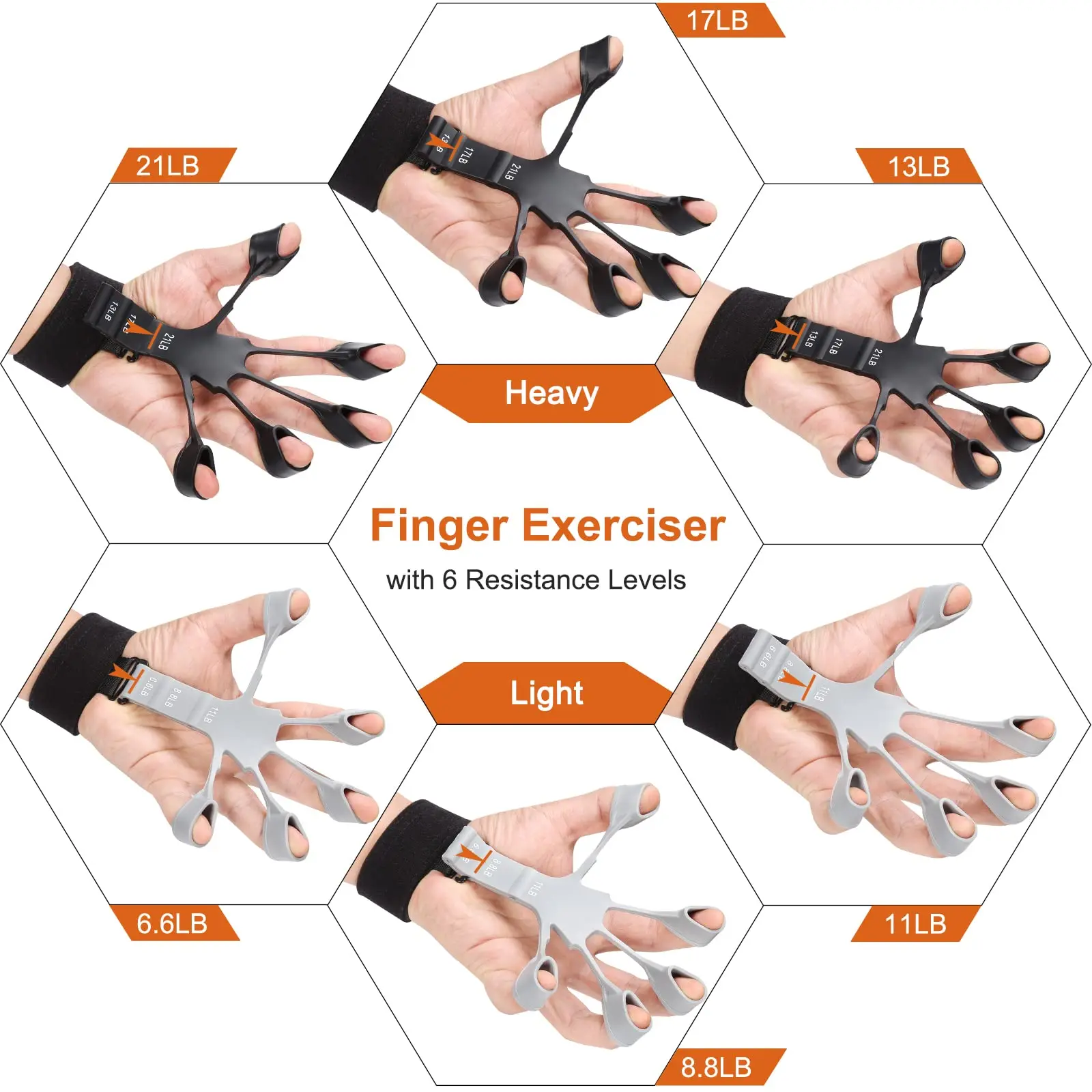 Silicone Workout Hand Grip Exerciser Hand Therapy Exerciser Finger Resistance Bands Strengthener