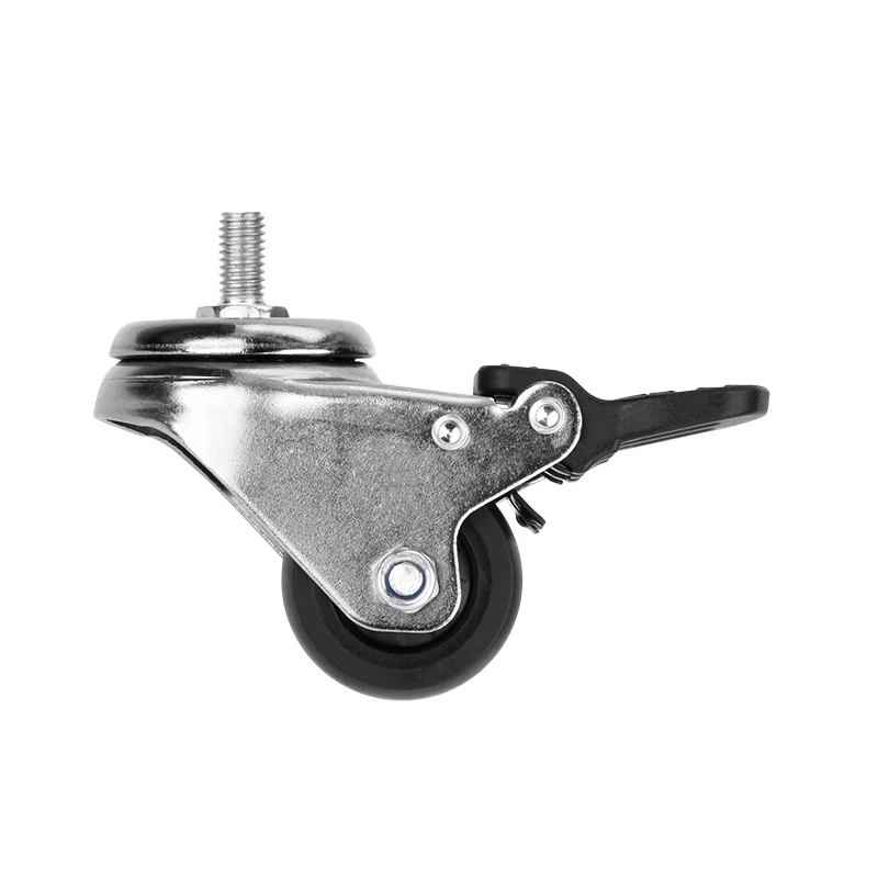 1.5 Inch Dual Wheel Caster 37mm Threaded Stem TPR Swivel Locking Twin Wheel Caster Wheel Furniture Industrial TPR Castor