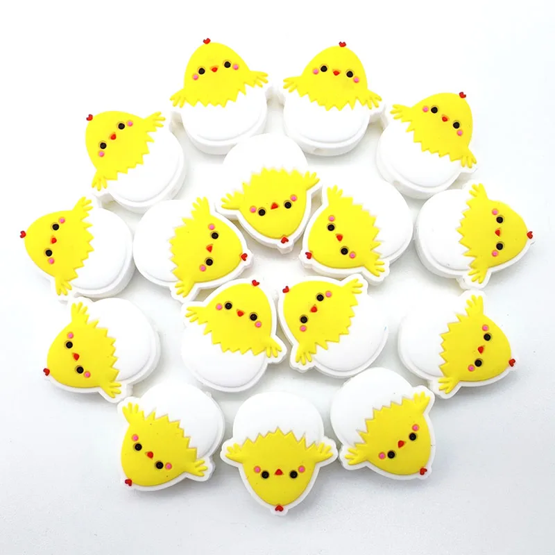 Wholesale New Silicone Focal Beads Baby Teething Easter Eggs Bunny Chicken Flower Basket Cartoon Beads for Beaded Pen Making