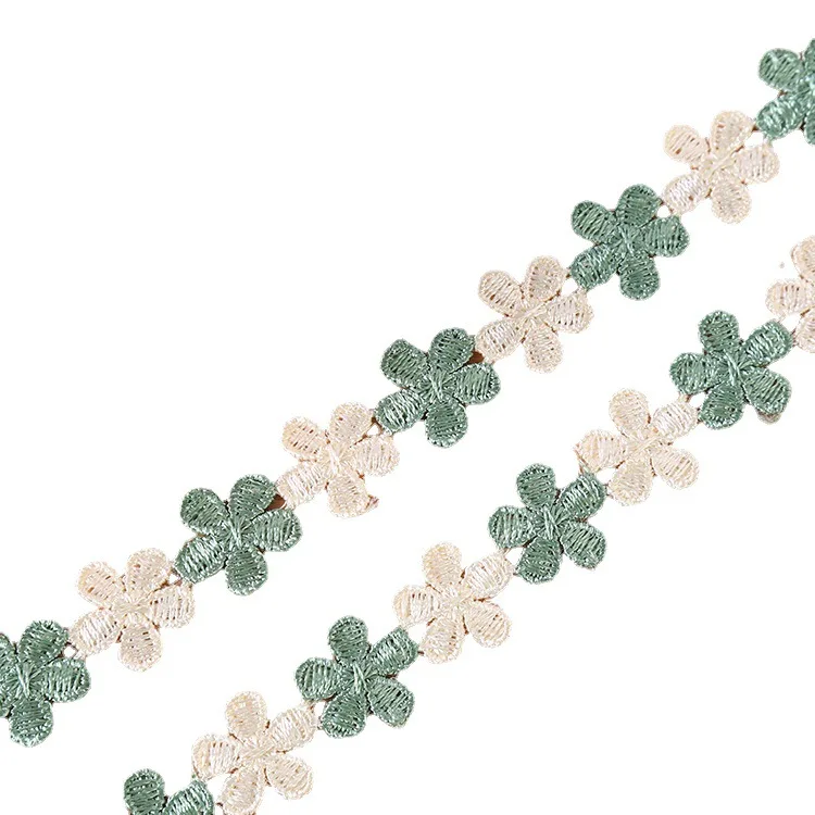 Wholesale 2cm Garment Accessory Floral Ribbon Trim Embroidered Lace Ribbon Flower Embroidery Lace Trim For Hair Ornament