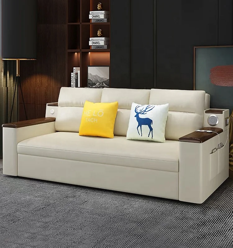 Living Room multi-functional wooden sleeper sofa bed can be converted into folding sofa bed with storage space sofa bed