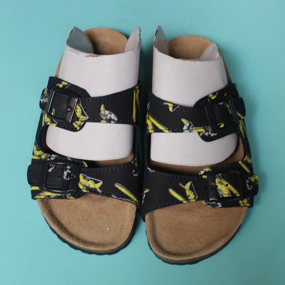 Wholesale Birko-Flor Genuine Leather Birkenstock Sandals Unisex Low Heel Cork Beach Kid Sandal Casual Platform Insole Print