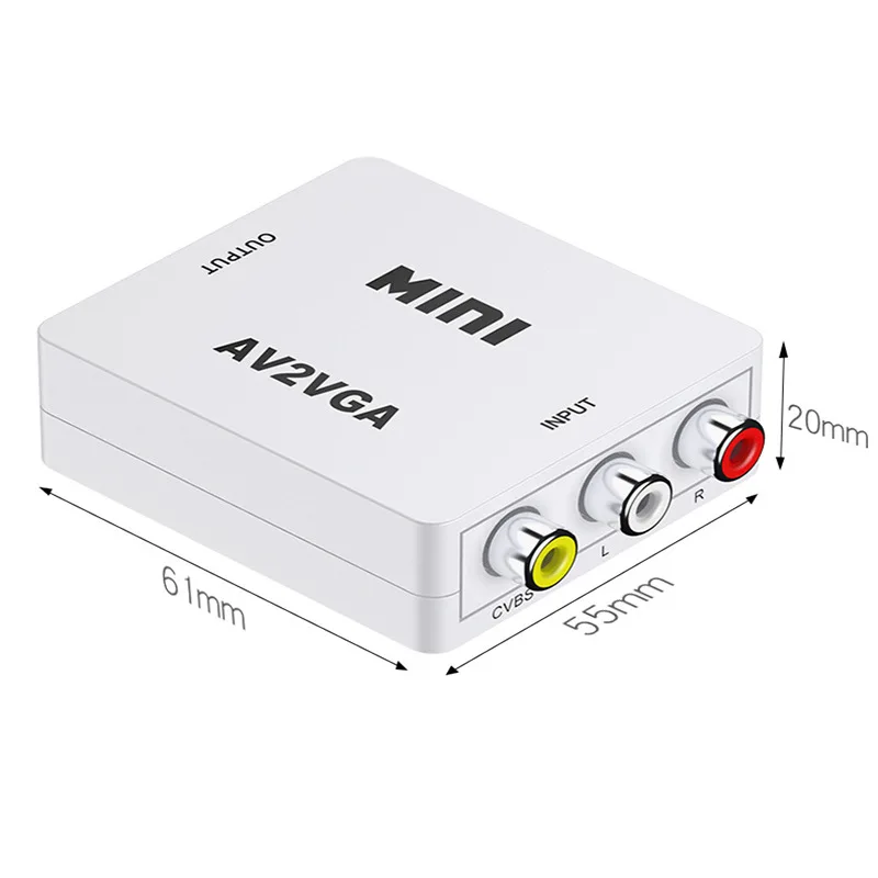 Mini RCA To VGA Converter AV To VGA AV2VGA Conve rsor Audio