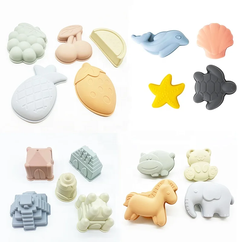 Экологичные мини-игрушки с песком набор силиконовых форм для активного отдыха замком формочкой фруктов океана и животных совместимы любыми формовками пляжа