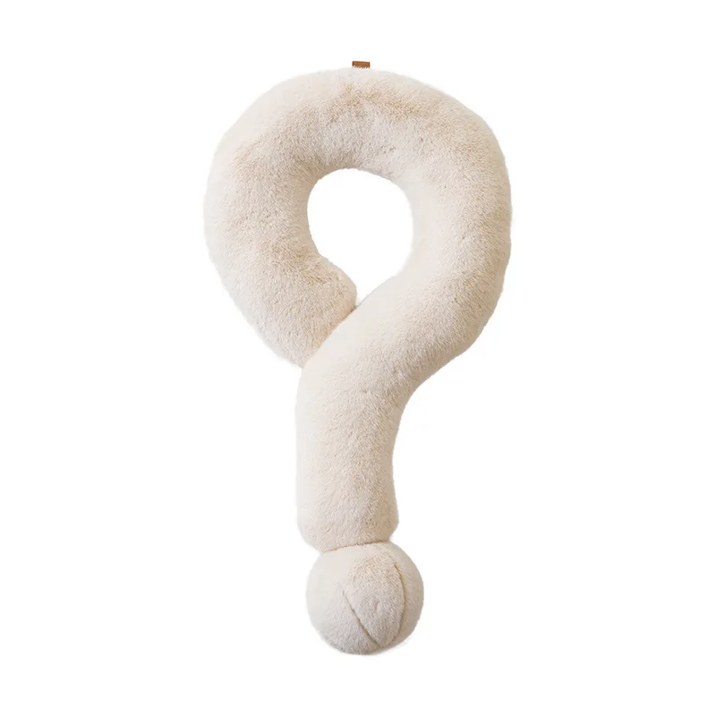Solid Color Soft Faux Fur Question Mark Shape Cushion Pillow For Home Decor