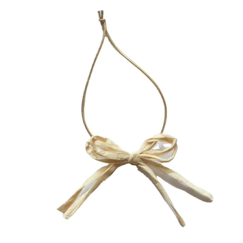 paper raffia ribbon bow with elastic loop