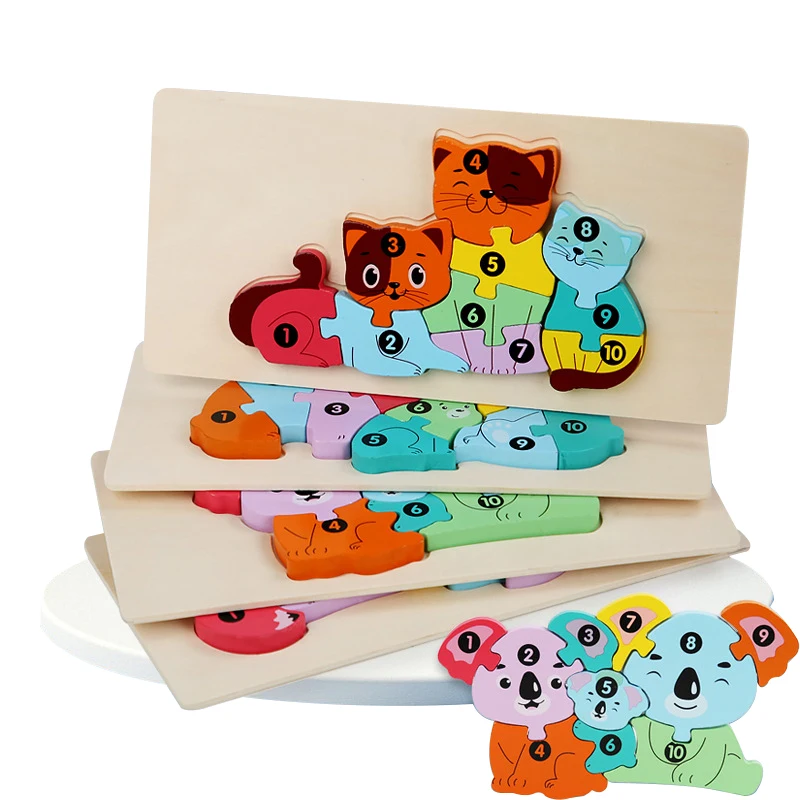 cpc best popular animals with numbers wooden jigsaw puzzle childrens gift puzzle educational toys for children
