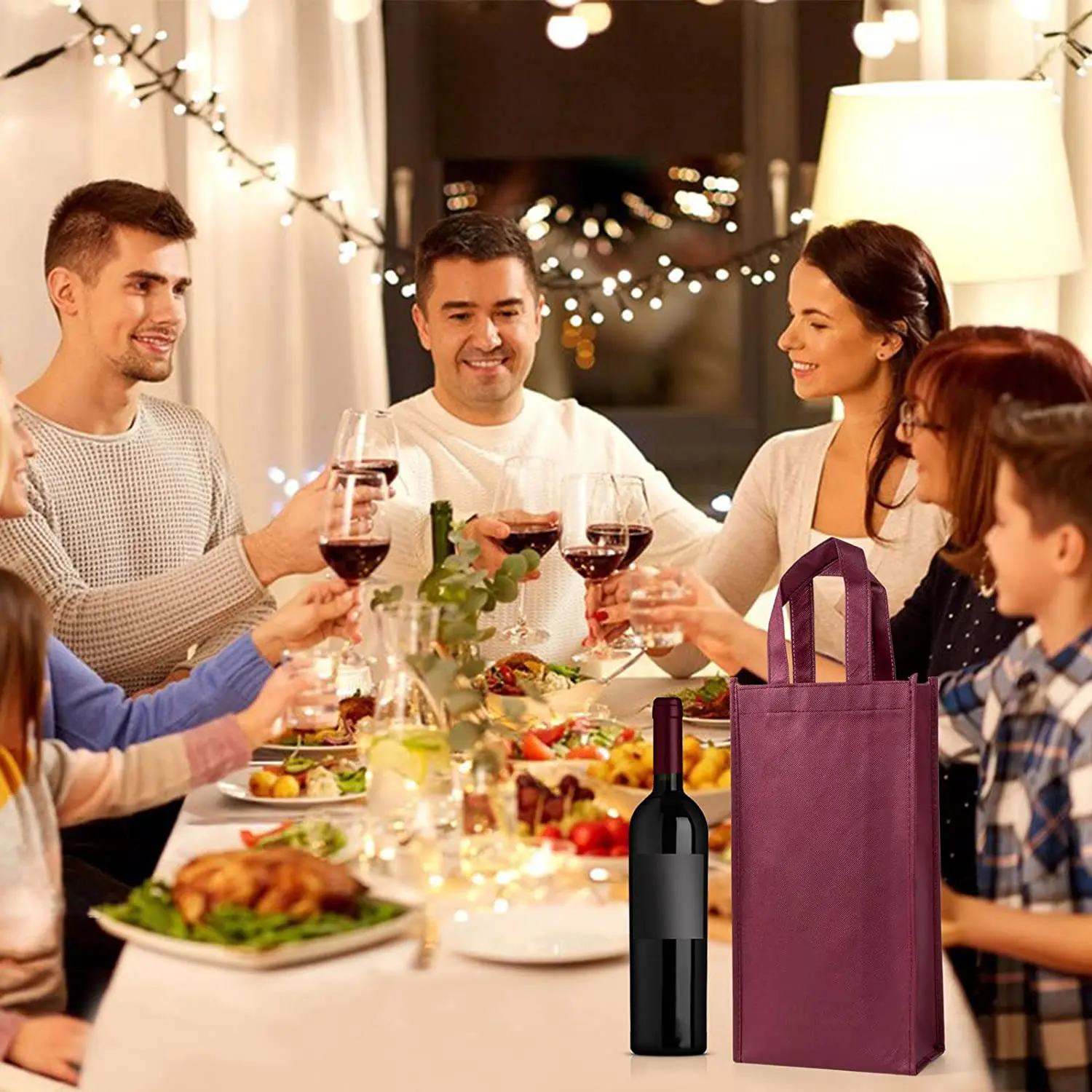 Heavy Duty 6 Bottle Non Woven Wine Bags Exquisite Beer Champagne Double Tote Hand Gift Bag Nonwoven Wine Shopping Bag