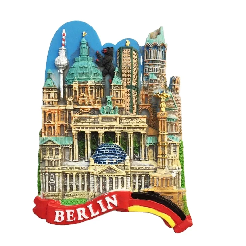 Resin Custom European Countries Germany Berlin Tourist Famous Building Fridge Magnets Souvenir Scenic Spots Tourist Souvenirs