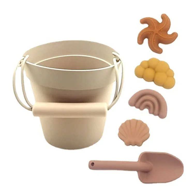 6PCS Silicone Outdoor Sand Bucket Toy Set Soft Cute Animal Model Mini Sand Digging Shovels Kits Baby Sand Water Play Beach Toys