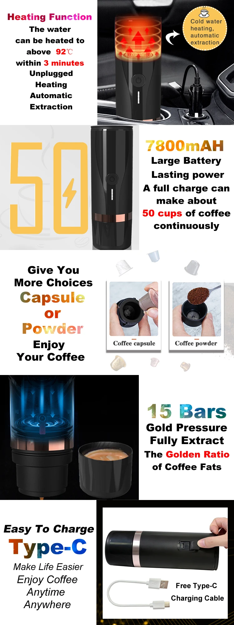 PCM03  portable electric  heating water coffee machine multifunctional coffee