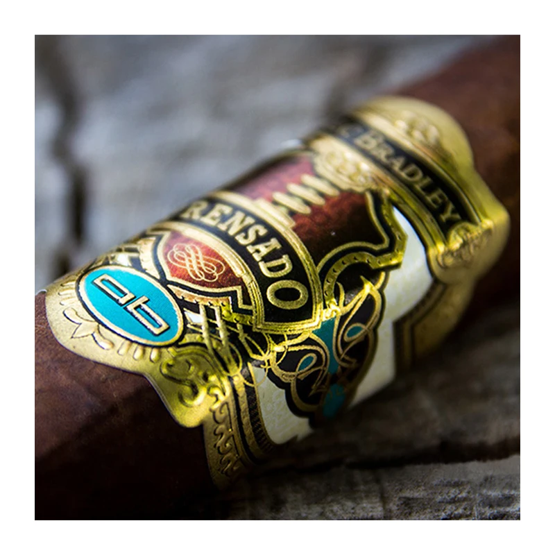 
Custom private die cut cigar label embossed gold cigar bands paper cigar label printing 