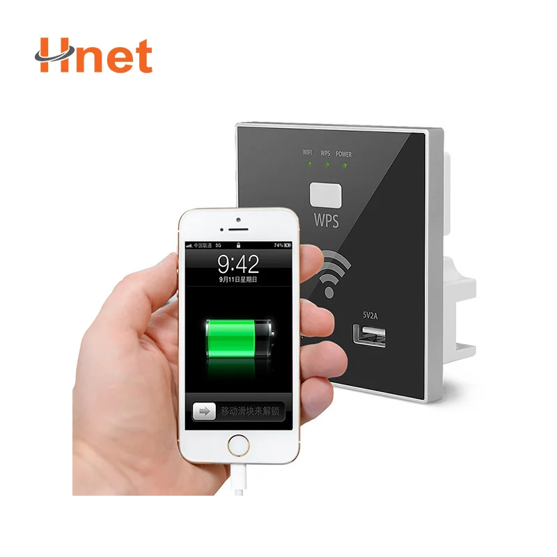 300M WPS Encryption in-Wall Wireless WiFi Router USB-Charging Socket Wall Mount Wi-Fi AP Router