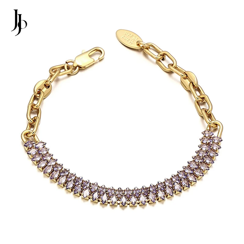 JOJO Fashion 2023 chic purple zircon crystals bracelets dainty 18k gold plated brass bracelets women luxury