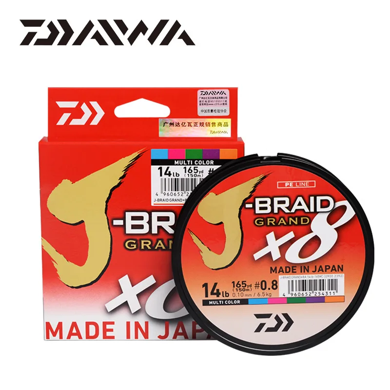 DAIWA J-BRAID большая леска 150 м 8 нитей плетеная для рыбалки 10 фунтов/14 фунтов/18 фунтов/20 фунтов/25 фунтов/30 фунтов/60 фунтов сделано в Японии