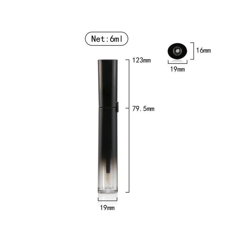 5 6 10ml Empty mascara tube custom lipgloss tube containers with brush black plastic cosmetics tubes