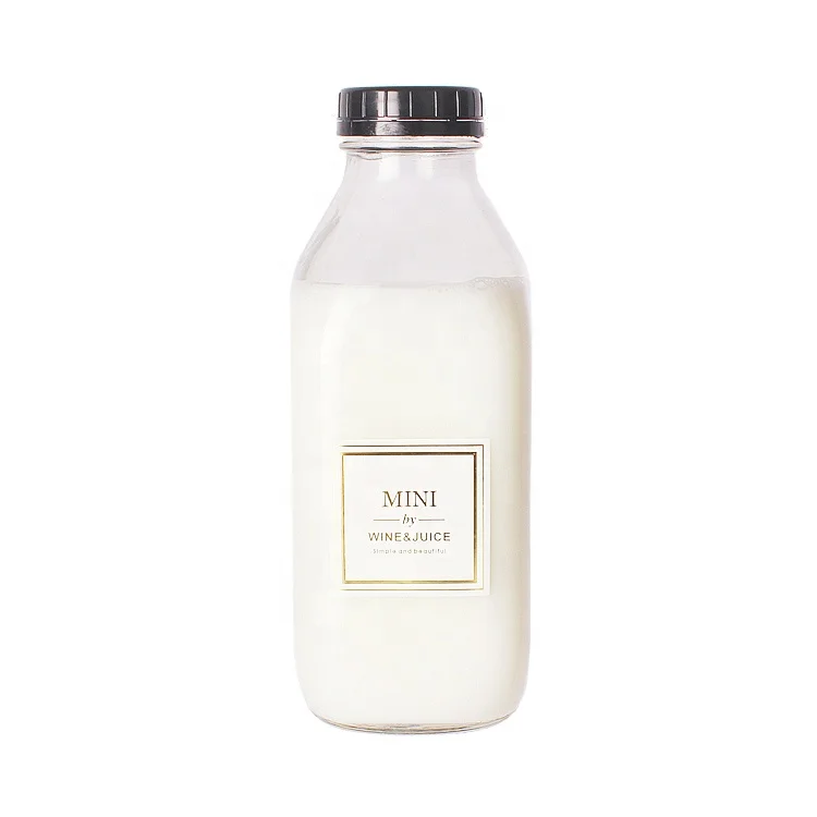 wholesale 300ml 500ml 100ml glass beverage bottle glass milk bottle juice beverage bottle with anti-theft cap