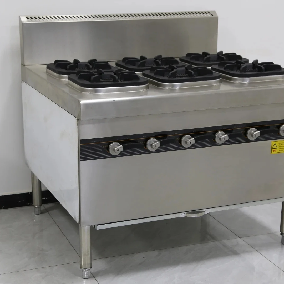 Коммерческая газовая плита с 6 горелками