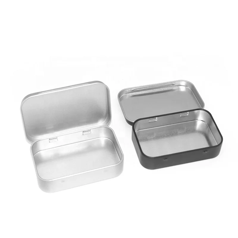 95*60*21mm Wholesale Small Rectangular Black Custom Metal Tin Box Cigarette Case Tin Box Packaging With Hinged Lid for Candy