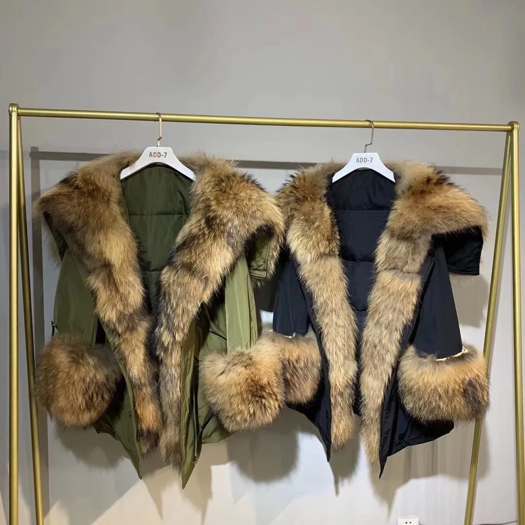 Parkas and Woman Jackets with Natural Fur Women Down Coat with Fur Real Fur Parka Women