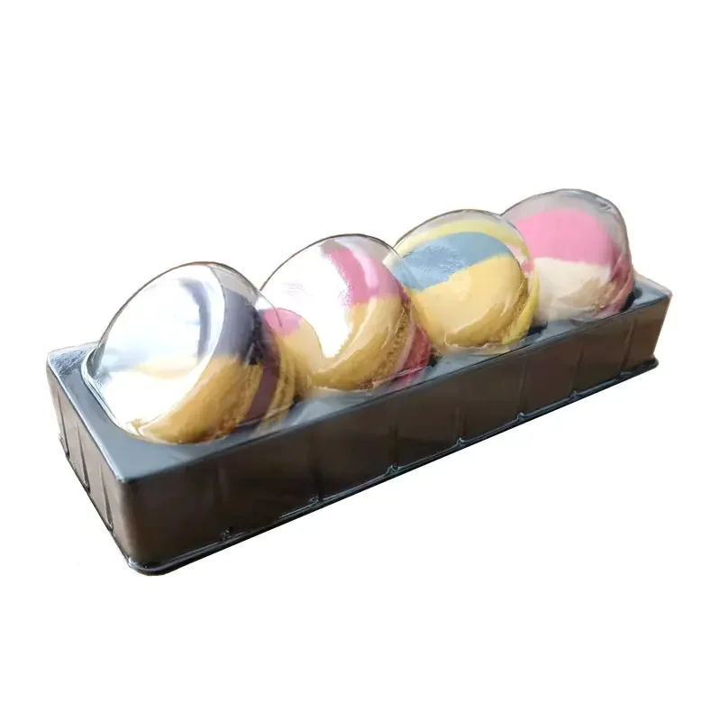 Customize Small Cake Boxes Square Plastic Storage Clear Foldable Packaging Macaron Boxes Blister