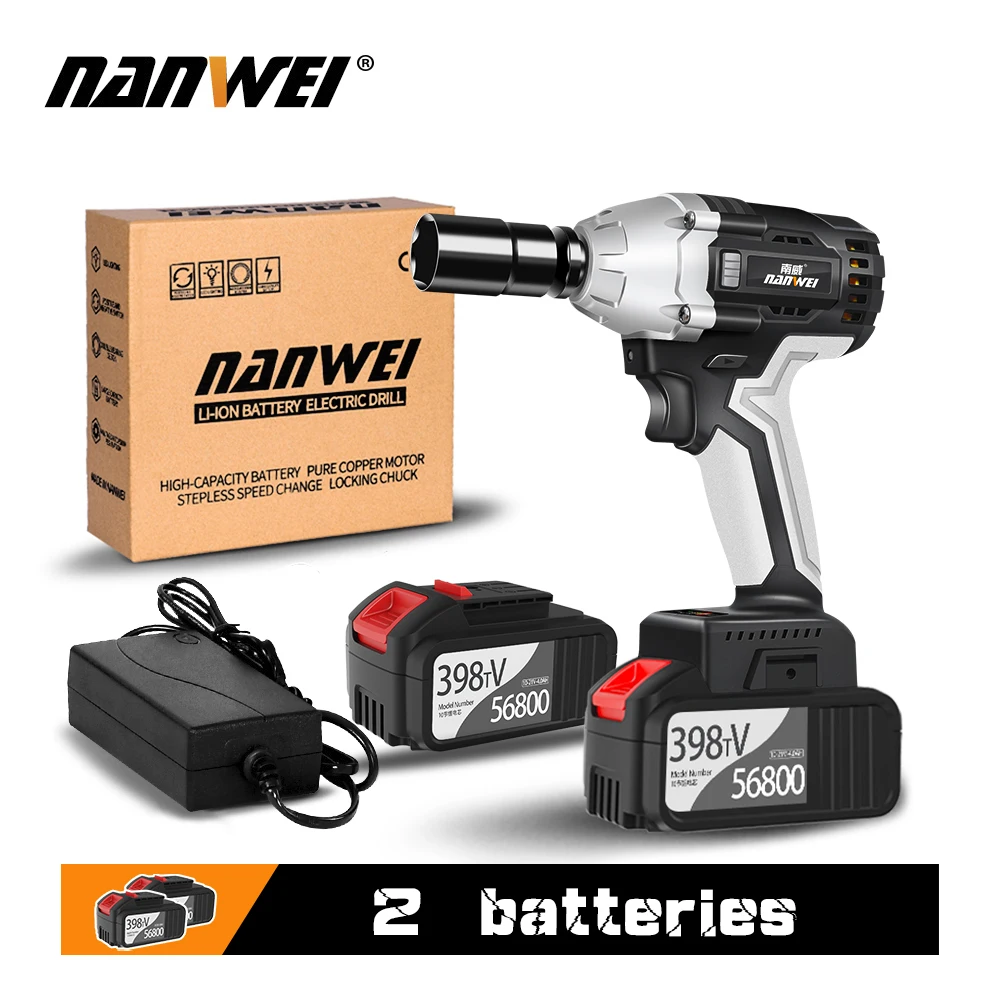 Brushless cordless Electric Impact Wrench 21V Wrench Socket Li-ion Battery Hand Drill Installation Power Tools Variabl