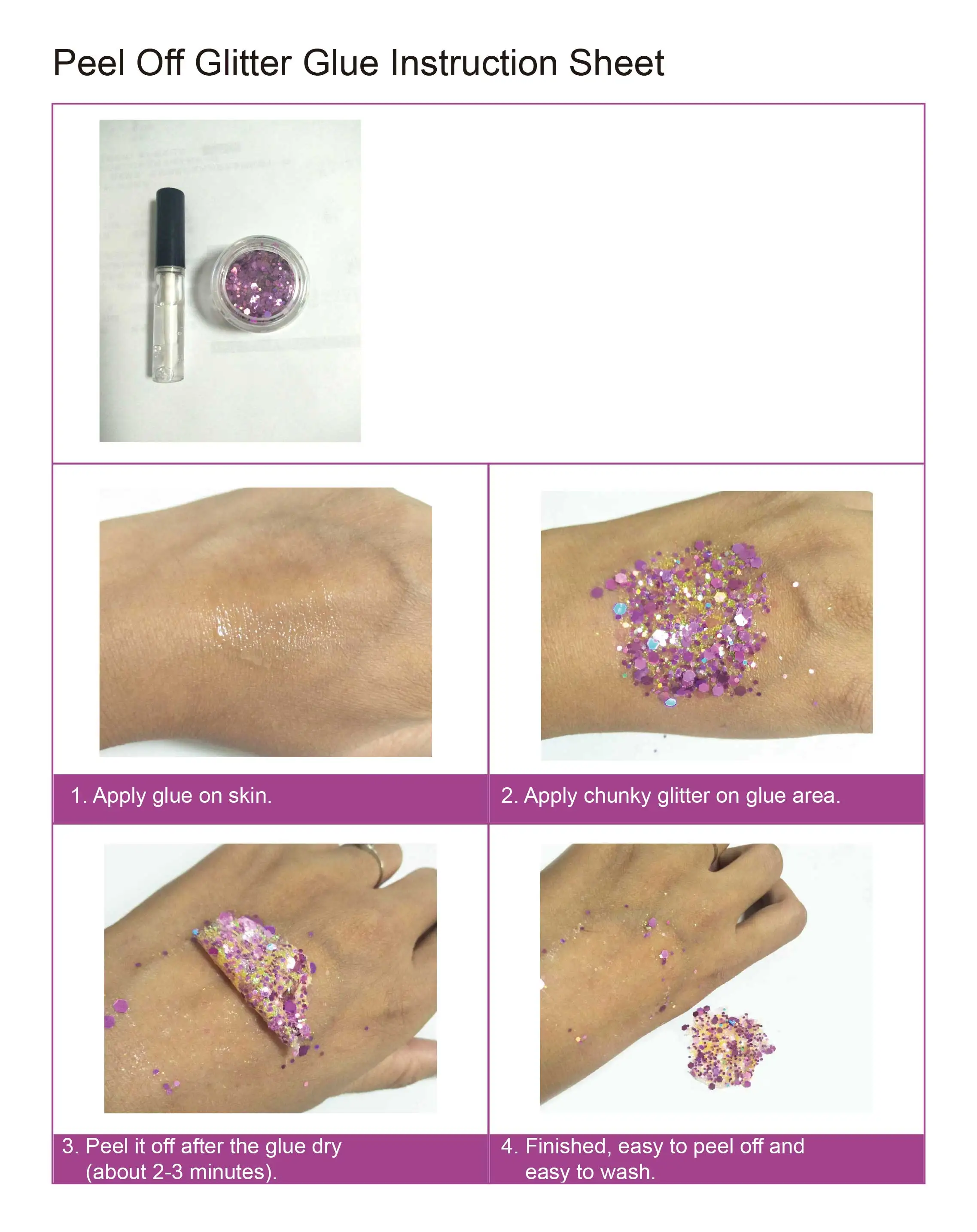 Peel Off Body Glitter Glue Eash to Wash Glitter Fix Gel